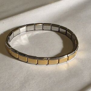 Dolce Oro Italy Two-Tone Stretch Bracelet | Gold & Silver Link Bracelet